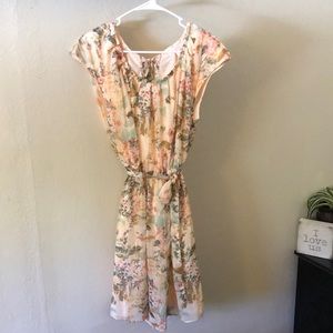 Lc Lauren Conrad Floral Print Dress with Tie Waist.